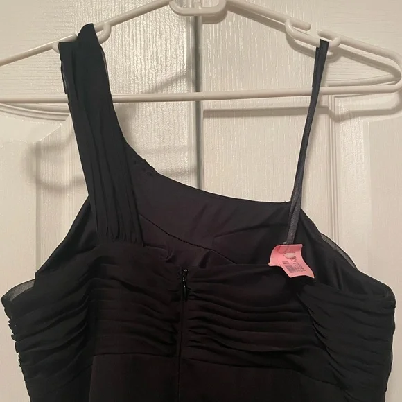 Adrianna Papell One Shoulder Black Chiffon Gown Size 6 - Picture 7 of 7